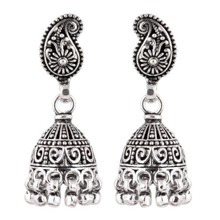 92.5 Sterling Silver Earrings Paisley Intricate Design Jhumkis Every Day Wear