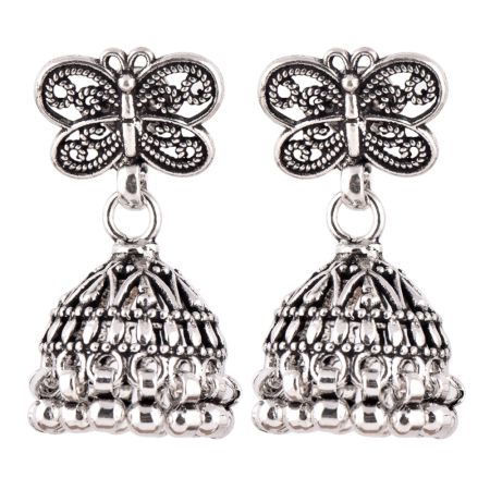 92.5 Sterling Silver Earrings Butterfly Stud Jhumkis Party Wear