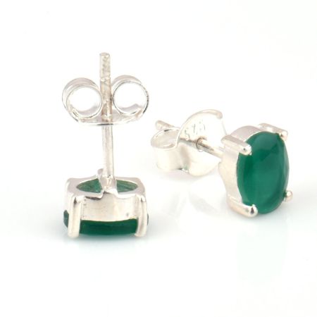 92.5 Sterling Silver Earrings Green Cubic Zirconia Semi Precious Gemstone Stud Earrings