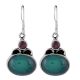 92.5 Sterling Silver Earrings Garnet And Green Onyx Gemstone Earrings