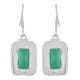 92.5 Sterling Silver Green Agate Earrings Rectangular Border Girlfriend Gift