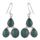 92.5 Sterling Silver Earings Three Studded  Malachite Earrings
