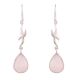 92.5 Sterling Silver Dangle Earrings Dolphin Rose Quartz  Earrings