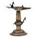 Brass Dhokra oil Lamp/ Samai With Engraved Design And Peacock Figurines