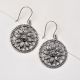 Round 92.5 Sterling Silver Dangle Earrings With Floral Filigree Work