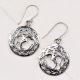 92.5 Sterling Silver Round Filigree Om Drop Earrings