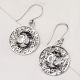 92.5 Sterling Silver Round Filigree Aum Om Centre Drop Earrings