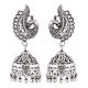 Peacock 92.5 Sterling Silver Earrings Engraved  Jhumkis