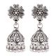 92.5 Sterling Silver Earrings Oxidized Flower Stud Tribal Jhumka/Jhumki With Silver Beads