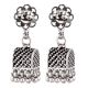 92.5 Sterling Silver Earrings Semi Circle Black Embossed Dotted Jhumki