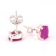 92.5 Sterling Silver Earrings Semi Precious Pink Tourmaline Gemstone Stud Earrings