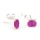 92.5 Sterling Silver Earrings Semi Precious Pink Tourmaline Gemstone Stud Earrings