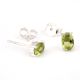 92.5 Silver Sterling Earrings Green Chyrsolite Cut Stone Stud Earrings