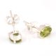 92.5 Silver Sterling Earrings Green Chyrsolite Cut Stone Stud Earrings