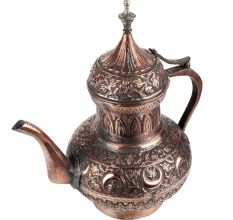 Copper Tea Pot With Fine Middle Eastern Carving
