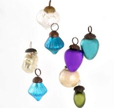 Set of 8 Handmade Silver Mini Christmas Ornaments In Assorted Styles