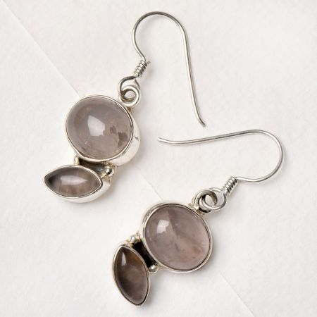 92.5 Sterling Silver Earrings Round And Oval Moonstone Dangle Earrings