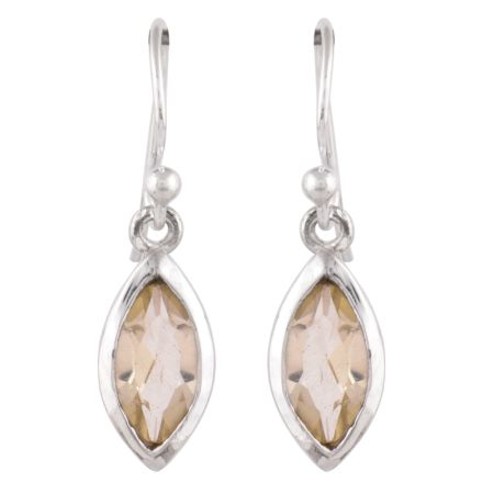 92.5Sterling Silver Earrings With Big Oval Topaz Stone Drop Earrings