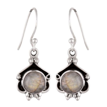 92.5 Sterling silver Earrings Round Moonstone Regal background Small Sterling Balls Earrings