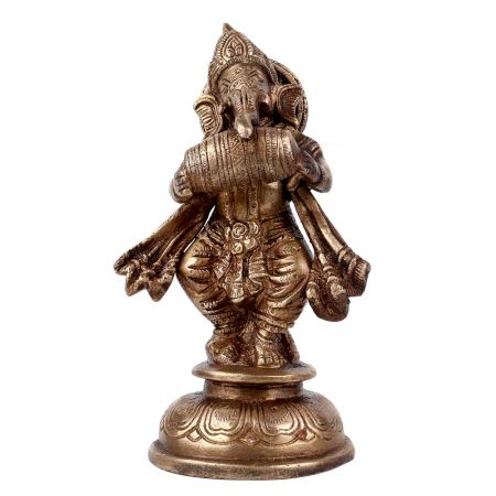 Brass Dancing Ganesha Playing A Drum