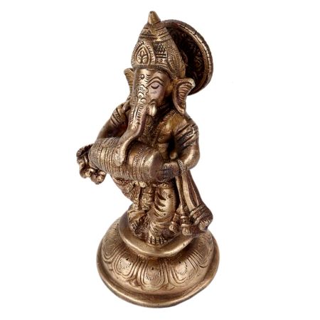 Brass Dancing Ganesha Playing A Drum