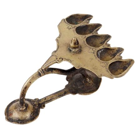 Brass Oil Lamp With Eight Wick Unusual Shape And Design