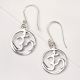 92.5 Sterling Silver Dangle Earrings Om Symbol In Delicate Round Frame