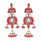 92.5 Stling Silver Earrings Dangler Jhumkis With Red Coral Stones