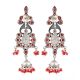 92.5 Stling Silver Earrings Dangler Jhumkis With Red Coral Stones