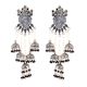 92.5 Sterling Silver Earrings Bahubali Four Layered Black Onyx Beads Jhumki  Earring