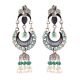 92.5 Sterling Silver Earrings Chandbali Green Onyx Studded Long Jhumki Earrings