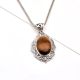 92.5 Sterling Silver Tiger Eye Stone Brown Unisex Pendant