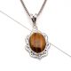 92.5 Sterling Silver Tiger Eye Pendant Statement Jewelry Oval Stone Designer Pendant