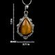 Handcrafted 92.5 Sterling Silver Pendant with Teardrop Shaped Tiger Eye Stone