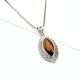 925 Silver Oval Tiger Eye Pendant Jewelry Border Design