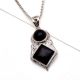 92.5 Sterling Silver Black Onyx  Pendant In Square And Round Shape