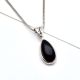 92.5 Sterling Silver Black Onyx  Pendant In Long Oval Shape