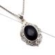 92.5 Sterling Silver Black Onyx Oval Shaped Designer Pendant