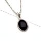 92.5  Sterling Silver Pendant Oval Inlay Black Onyx Stone Daily Wear Pendant