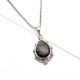 92.5 Sterling Silver Pendant Natural Black Jasper Pear Semi Precious Stone