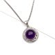 92.5 Sterling Silver Pendant Round Amethyst Stone With Delicate Border Pendant