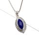 92.5 Sterling Silver Pendant Marquise Shaped Blue Tourmaline Gemstone Pendant