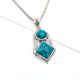 92.5 Sterling Silver Pendant Round And Square Tiered Blue Turquoise Stone