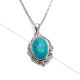92.5 Sterling Silver Turquoise Pendant Big Oval Designer Pendant Jewelry