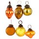 Set of 6 Handmade Yellow Golden Mini Christmas Ornaments In Assorted Styles