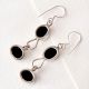 Twin Black Onyx 92.5 Sterling Silver Earrings Oval Shape Dangler Earrings