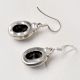 92.5 Sterling Silver Earrings Black Onyx Cabochon Bezel Set Drop Earrings