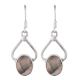 92.5 Sterling Silver Earrings Big Oval Textured Design Jasper Drop Earrings