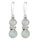 92.5 Sterling Silver Earrings Amazonite Stone In Oval And Round Shape In Bezel Setting Dangler Earrings