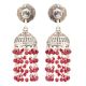 92.5 Sterling silver Earrings Sun God Face Red Onyx Stone Beads Jhumkis